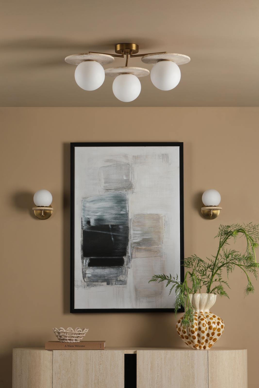 Dar Inaya Wall Light Natural Brass and Travertine