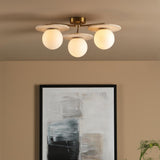 Dar Inaya 3 Light Semi-Flush Natural Brass and Travertine