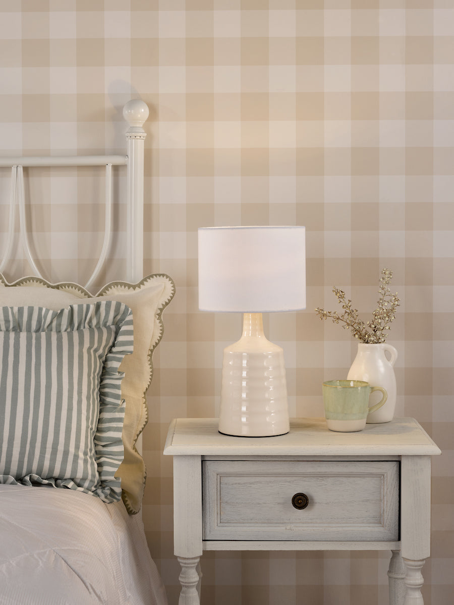 Dar Inci Table Lamp Cream With Shade Twin Pack