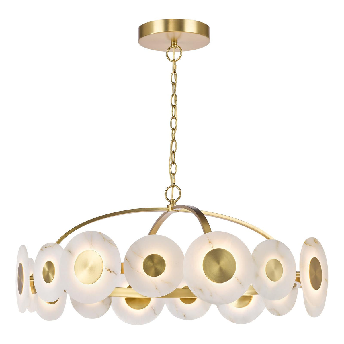 Dar Irela Pendant Matt Brass and Alabaster LED