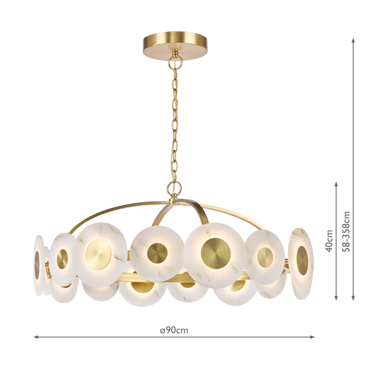 Dar Irela Pendant Matt Brass and Alabaster LED
