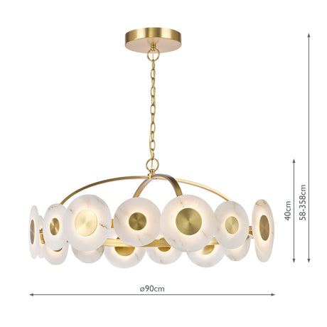 Dar Irela Pendant Matt Brass and Alabaster LED