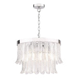 Dar Irisen 6 Light Pendant Polished Nickel and Textured Glass