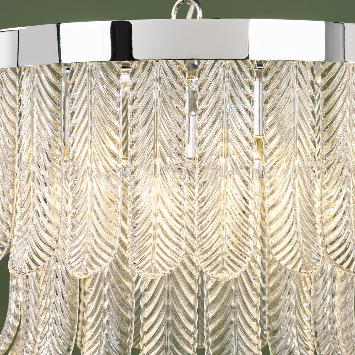 Dar Irisen 6 Light Pendant Polished Nickel and Textured Glass