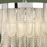 Dar Irisen 6 Light Pendant Polished Nickel and Textured Glass