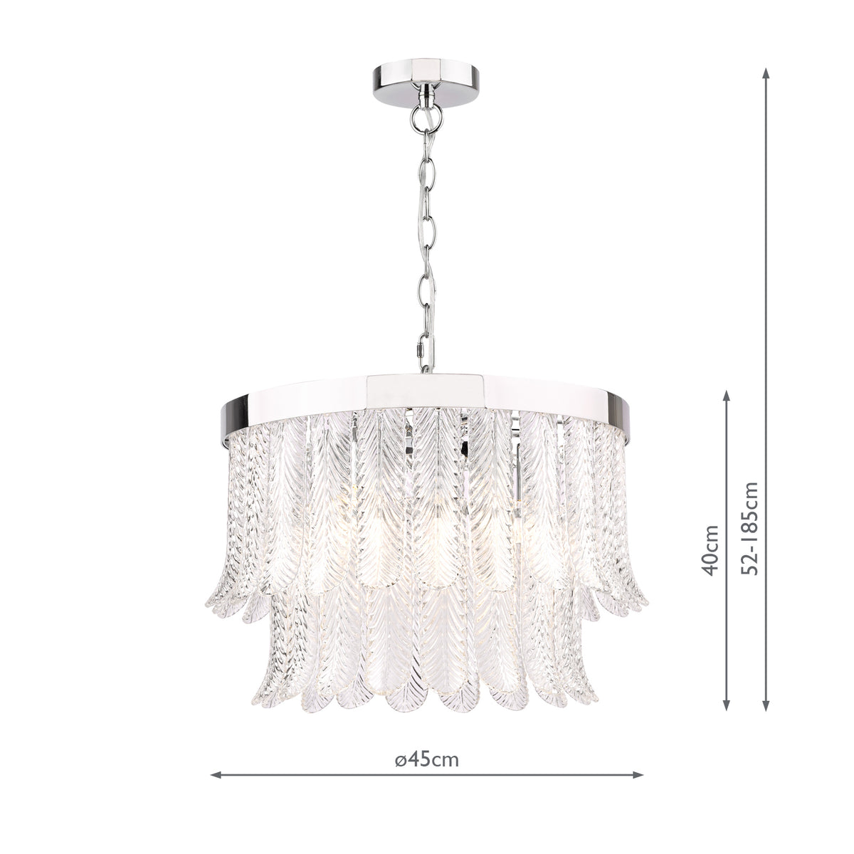 Dar Irisen 6 Light Pendant Polished Nickel and Textured Glass