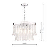 Dar Irisen 6 Light Pendant Polished Nickel and Textured Glass