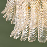 Dar Irisen 6 Light Pendant Natural Brass and Textured Glass