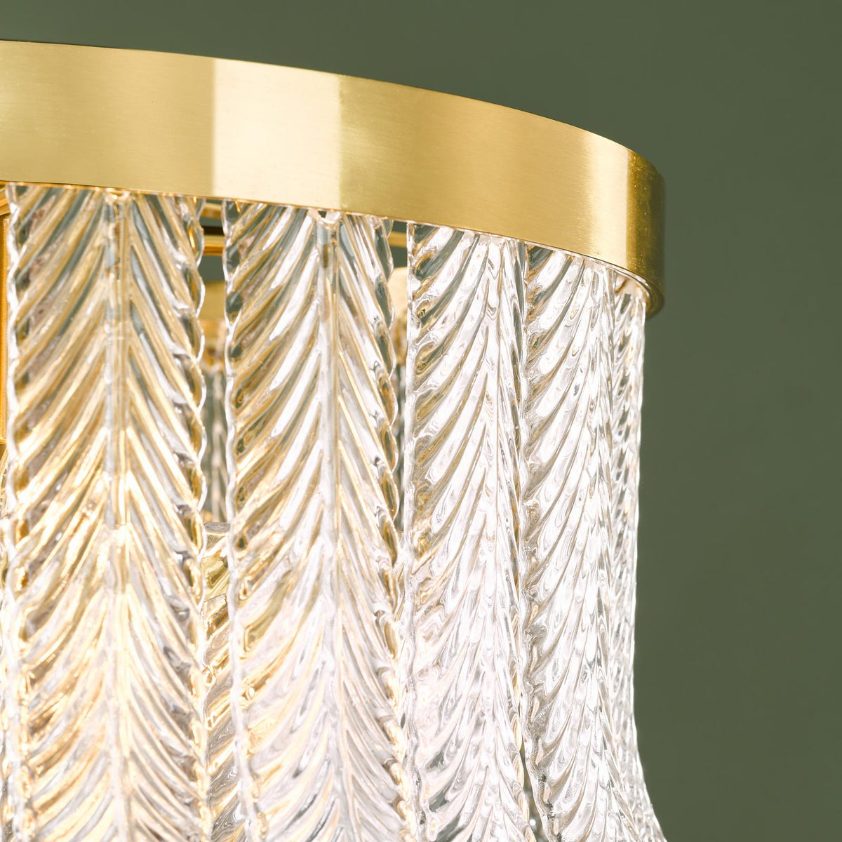 Dar Irisen 6 Light Pendant Natural Brass and Textured Glass