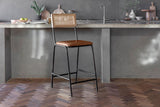 Nkuku Iswa Leather & Cane Counter Chair Tan