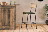 Nkuku Iswa Leather & Cane Counter Chair Rich Green