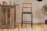 Nkuku Iswa Leather & Cane Counter Chair Rich Green