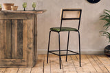 Nkuku Iswa Leather & Cane Counter Chair Rich Green