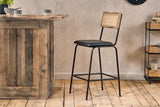 Nkuku Iswa Leather & Cane Counter Chair Aged Black