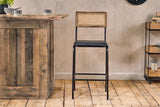 Nkuku Iswa Leather & Cane Counter Chair Aged Black