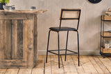 Nkuku Iswa Leather & Cane Counter Chair Aged Black