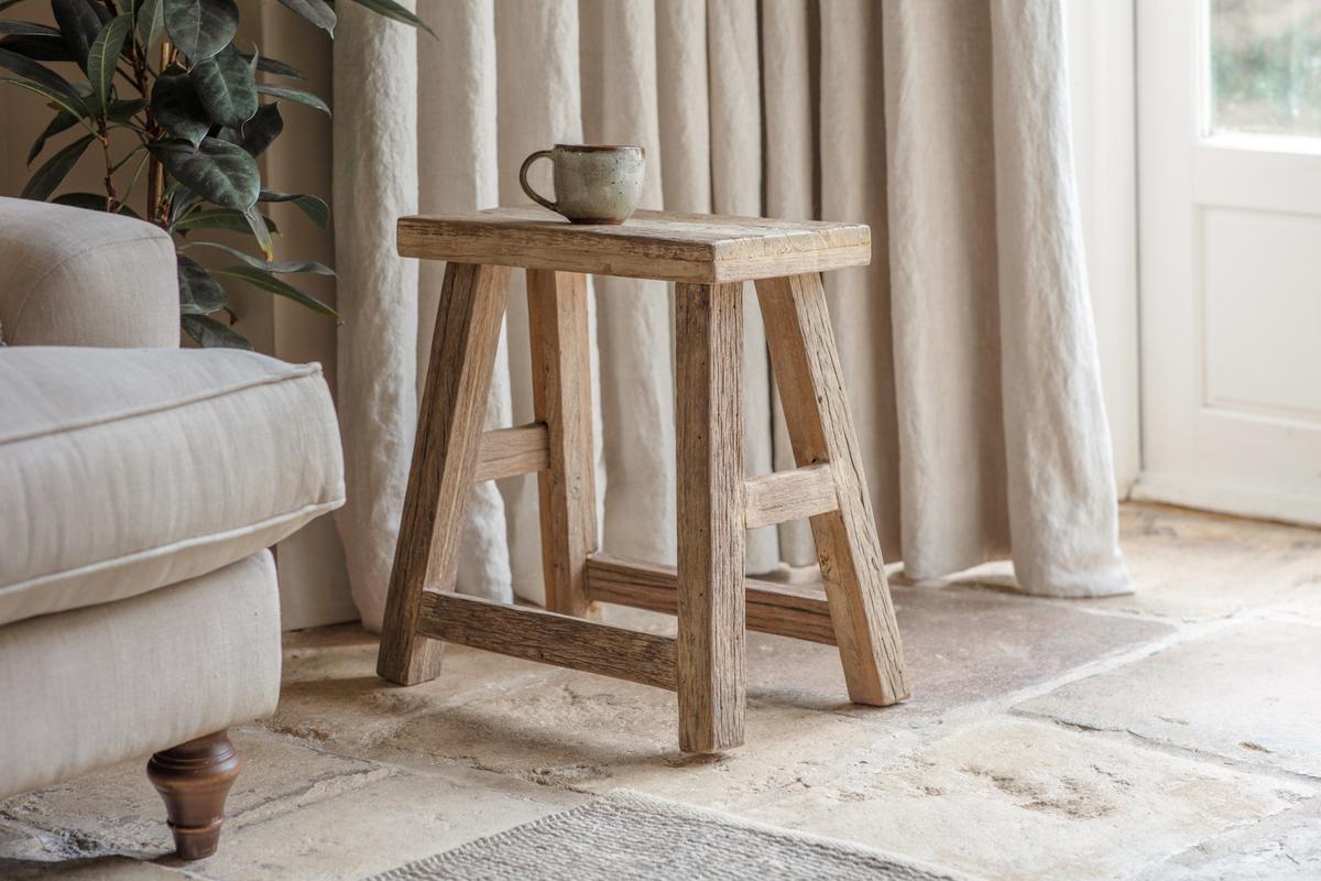 Nkuku Ibo Reclaimed Wood Low Stool