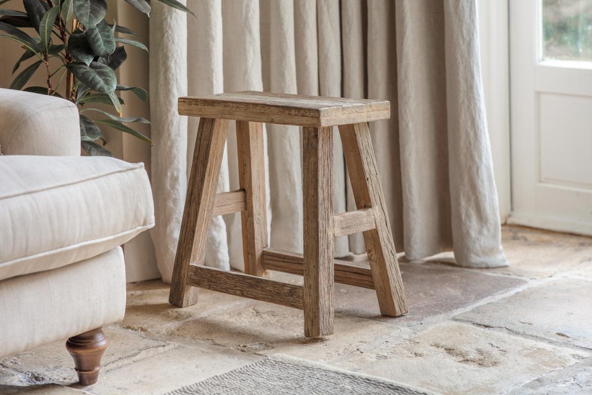 Nkuku Ibo Reclaimed Wood Low Stool