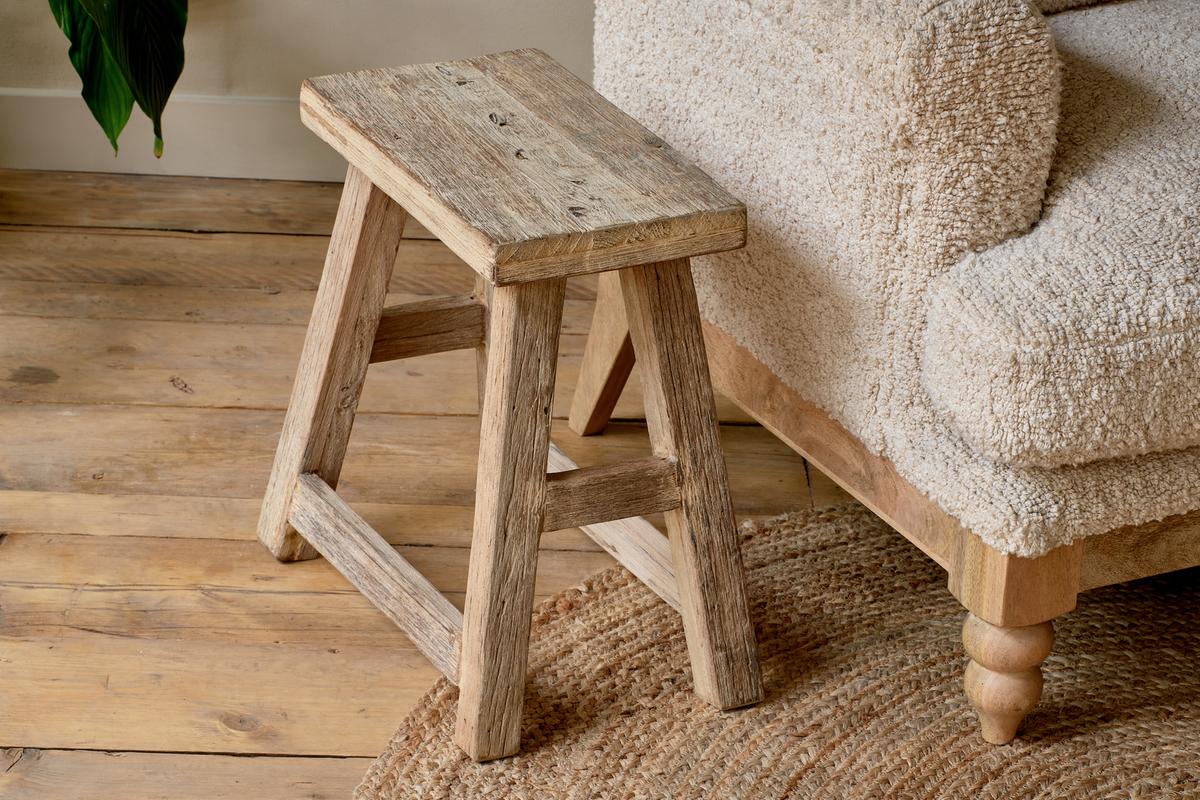 Nkuku Ibo Reclaimed Wood Low Stool