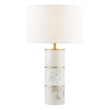 Dar Ishana Table Lamp Marble and Matt Antique Brass With Shade