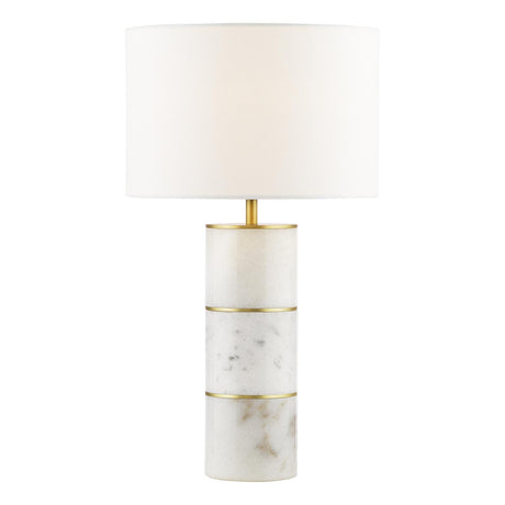 Dar Ishana Table Lamp Marble and Matt Antique Brass With Shade