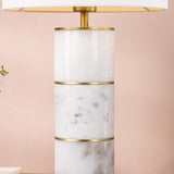 Dar Ishana Table Lamp Marble and Matt Antique Brass With Shade