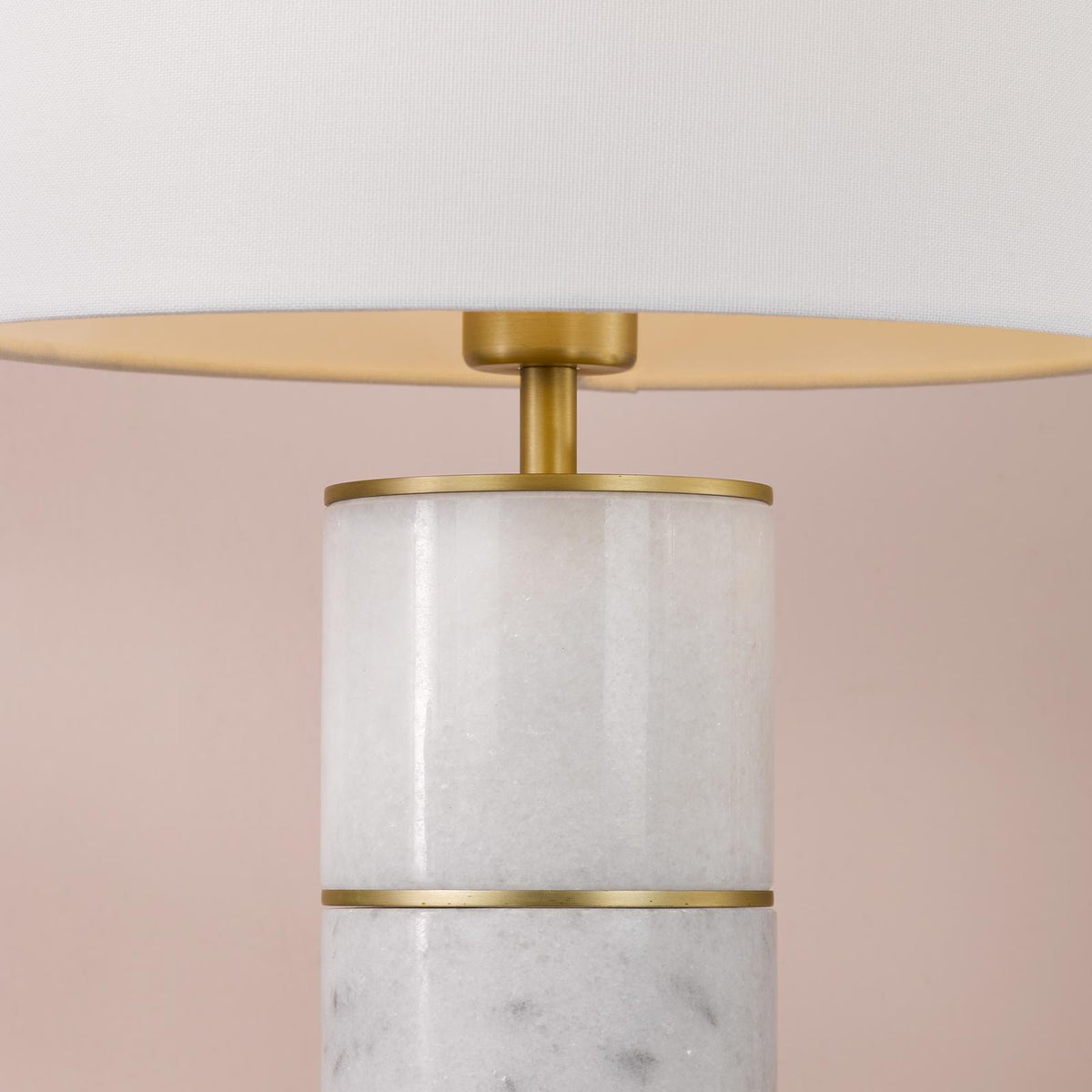 Dar Ishana Table Lamp Marble and Matt Antique Brass With Shade