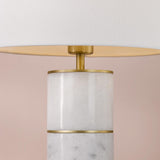 Dar Ishana Table Lamp Marble and Matt Antique Brass With Shade