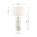 Dar Ishana Table Lamp Marble and Matt Antique Brass With Shade