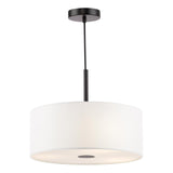 Dar Isla 3 Light Pendant Matt Black and Ivory Shade 40cm
