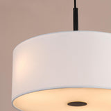 Dar Isla 3 Light Pendant Matt Black and Ivory Shade 40cm