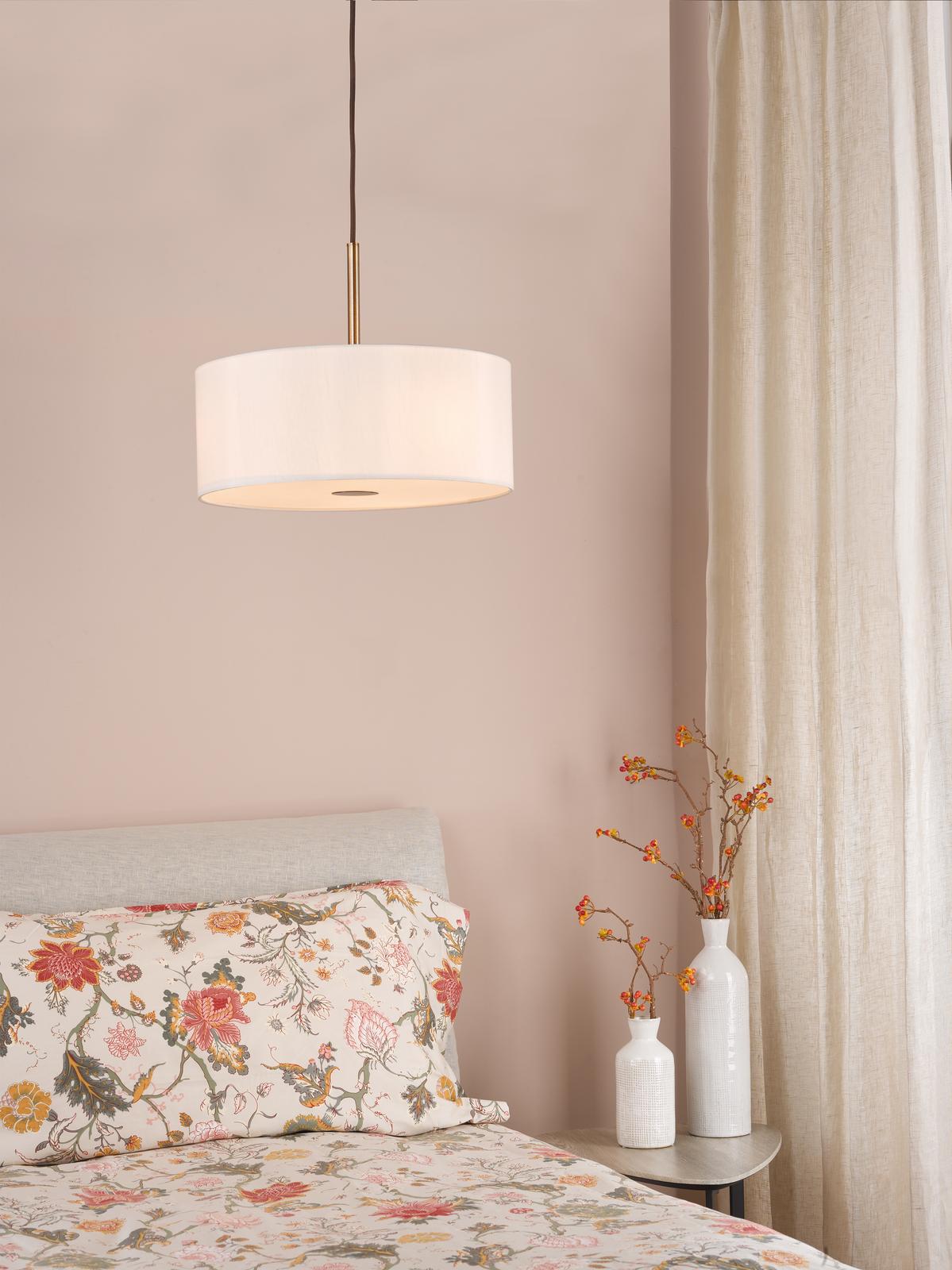 Dar Isla 3 Light Pendant Antique Bronze and Ecru Shade 40cm