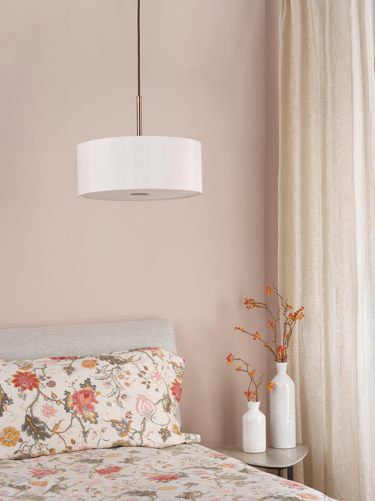 Dar Isla 3 Light Pendant Antique Bronze and Ecru Shade 40cm