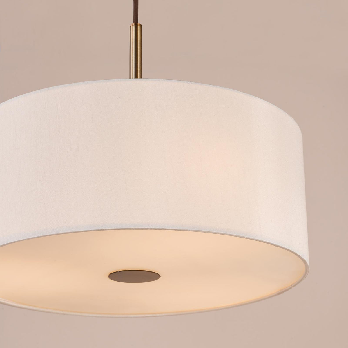 Dar Isla 3 Light Pendant Antique Bronze and Ecru Shade 40cm