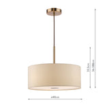 Dar Isla 3 Light Pendant Antique Bronze and Ecru Shade 40cm