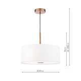 Dar Isla 3 Light Pendant Antique Bronze and Ivory Shade 40cm