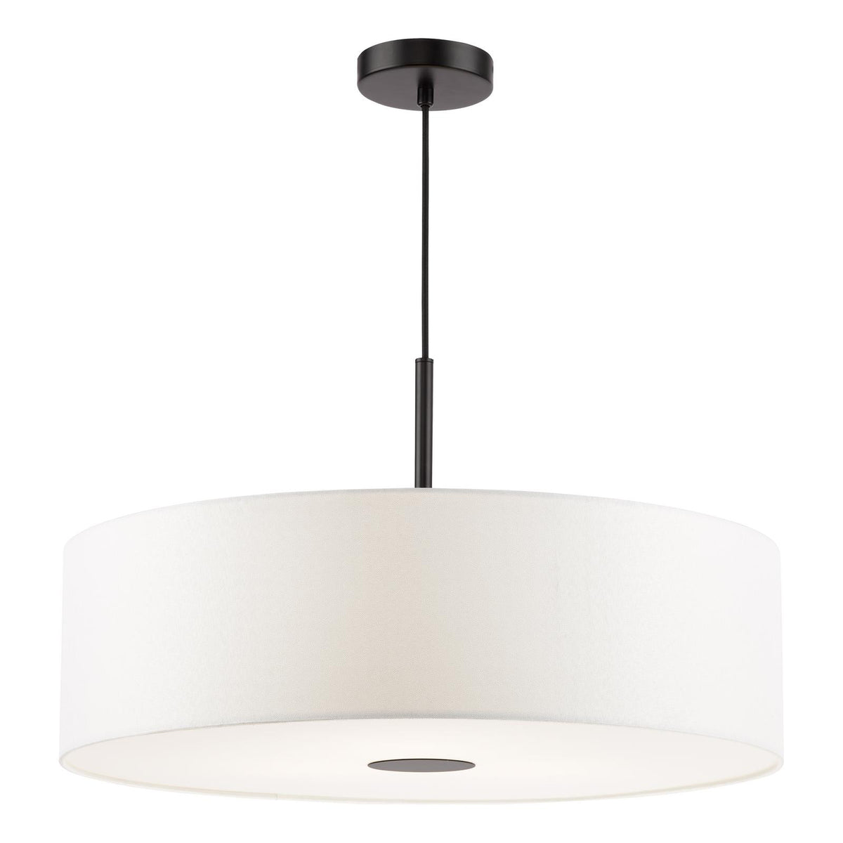 Dar Isla 3 Light Pendant Matt Black and Ivory Shade 60cm