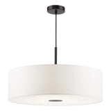 Dar Isla 3 Light Pendant Matt Black and Ivory Shade 60cm