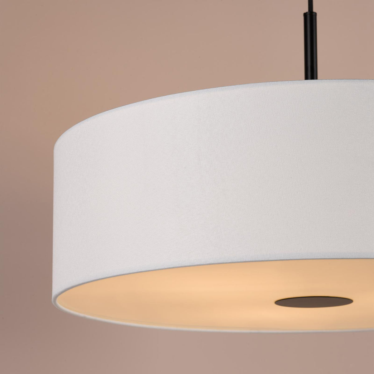 Dar Isla 3 Light Pendant Matt Black and Ivory Shade 60cm