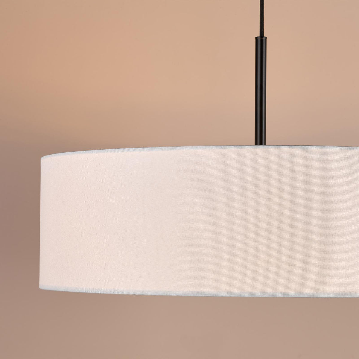 Dar Isla 3 Light Pendant Matt Black and Ivory Shade 60cm