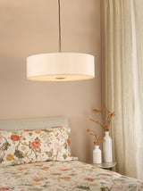 Dar Isla 3 Light Pendant Antique Bronze and Ecru Shade 60cm