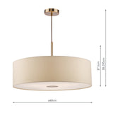 Dar Isla 3 Light Pendant Antique Bronze and Ecru Shade 60cm