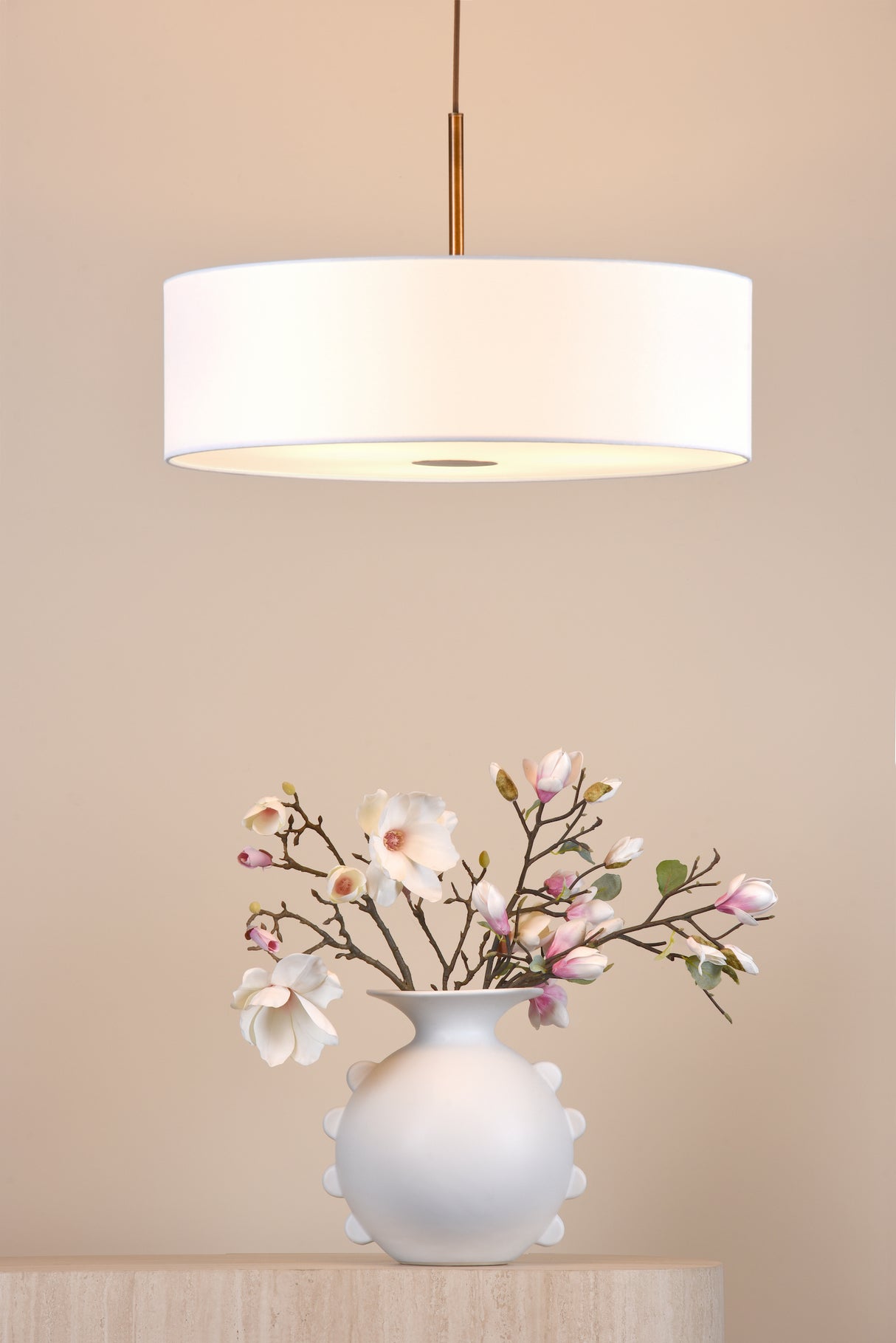 Dar Isla 3 Light Pendant Antique Bronze and Ivory Shade 60cm