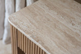 Nkuku Ira Travertine & Mango Wood Side Table