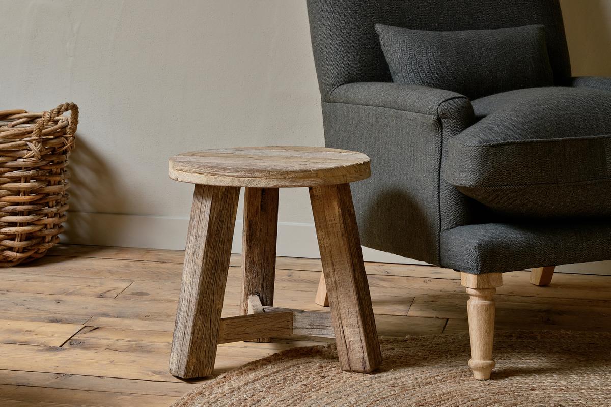 Nkuku Ibo Reclaimed Wood Round Side Table