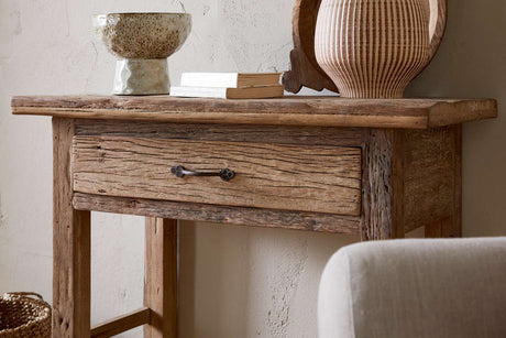 Nkuku Ibo Reclaimed Wood 1 Drawer Console Table Natural