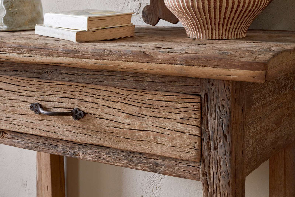 Nkuku Ibo Reclaimed Wood 1 Drawer Console Table Natural