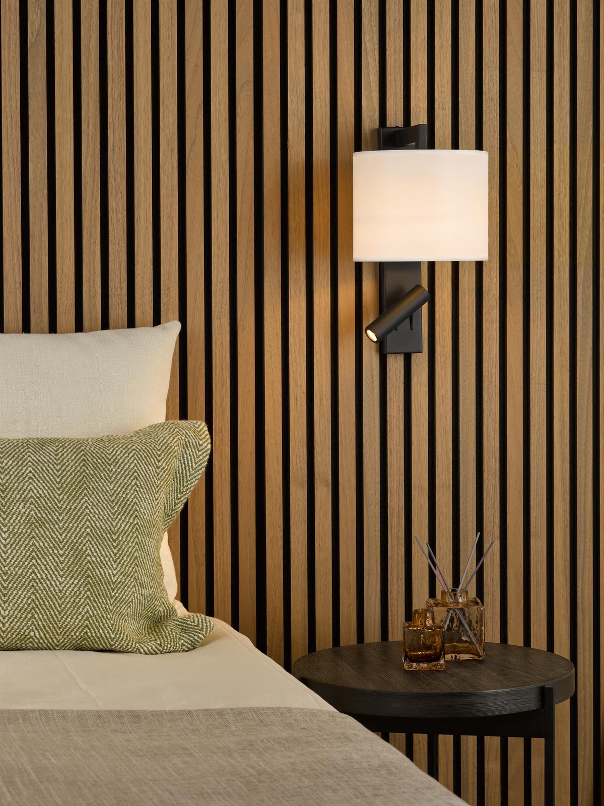 Dar Itala Wall Light Matt Black With Shade LED