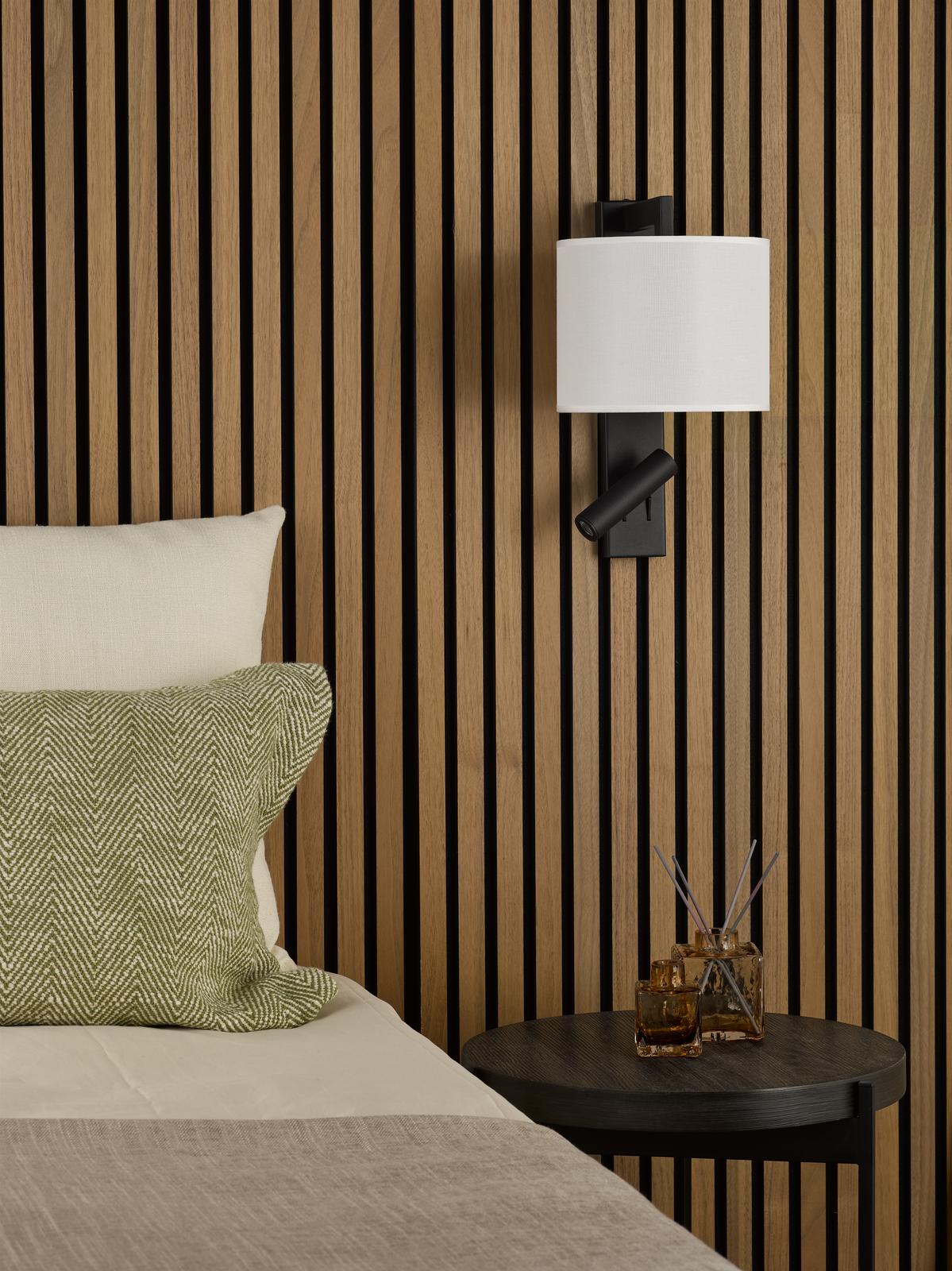 Dar Itala Wall Light Matt Black With Shade LED