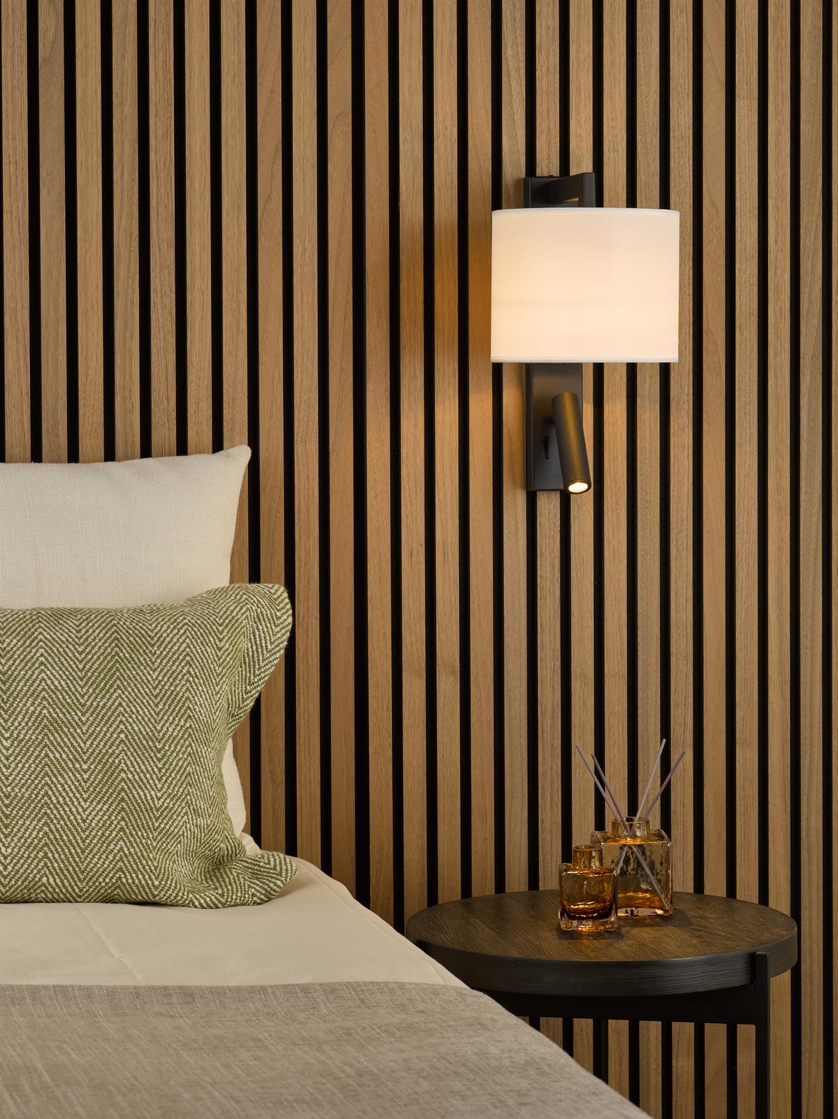 Dar Itala Wall Light Matt Black With Shade LED